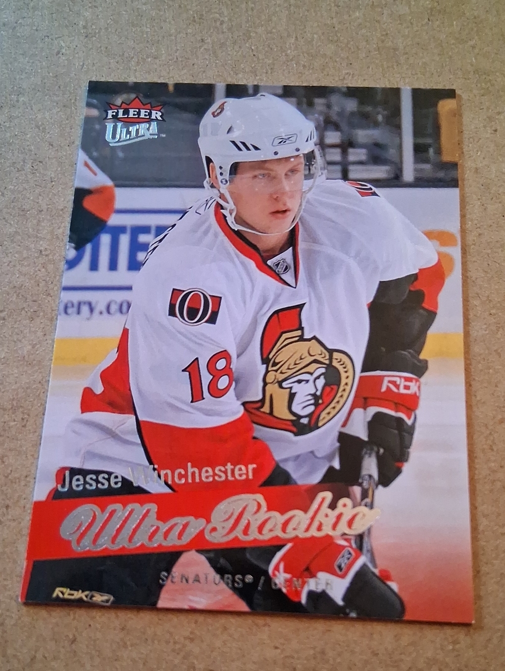 Fleer Ultra Rookie Jesse Winchester Ottawa Senators Hockey Card - White/Red